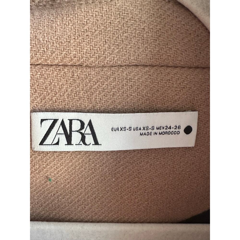 Zara Wool Blend Cape Coat Camel XS/S Oversized Cocoon Jacket 75% Wool - Picture 7 of 8